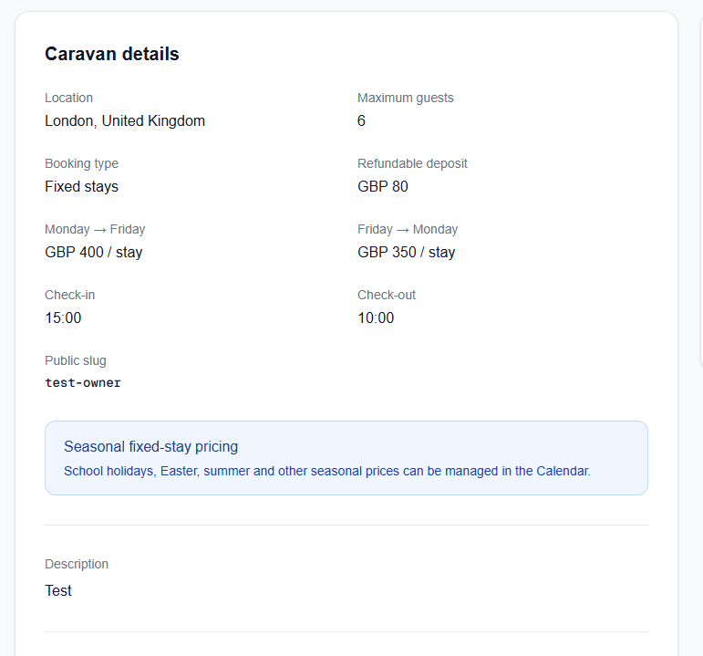 Fixed stay pricing